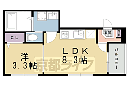 ハーモニーテラス花園寺ノ内町 1LDKの間取図画像