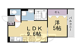 阪急京都本線 西山天王山駅 徒歩10分の賃貸アパート 3階1LDKの間取り