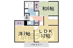 ヴィラ大覚苑 2階2LDKの間取り