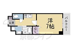JR山陰本線 丹波口駅 徒歩5分の賃貸マンション 4階1Kの間取り