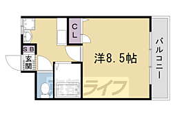 エレガンス西院 2階1Kの間取り