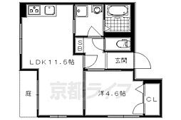 JR山陰本線 丹波口駅 徒歩7分の賃貸アパート 1階1LDKの間取り