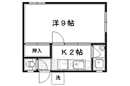 木村第二ビル 1Kの間取図画像
