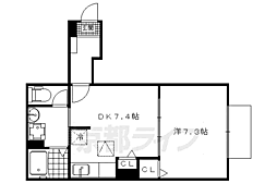 アロッジオ紫野 1DKの間取図画像