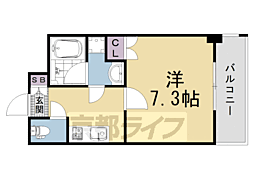 べラジオ雅び京都西京極 1Kの間取図画像