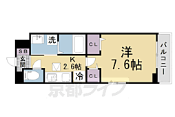 ヒカルサ京田辺大住 1Kの間取図画像