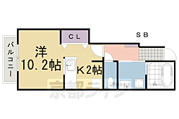 アニメート篠 1Kの間取図画像