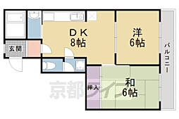 セントポーリア太秦2 2DKの間取図画像