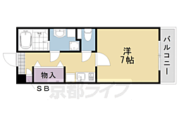 エリーフラッツ嵐山 1Kの間取図画像