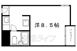 テラッセ糺の森 ワンルームの間取図画像