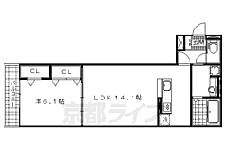 サンフェリーチェB 1LDKの間取図画像
