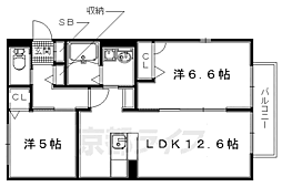 メゾンスリジエ 2LDKの間取図画像