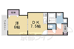 デュ四条 1DKの間取図画像
