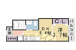 欒NIJO 1DKの間取図画像