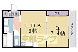 グランエミシス等持院 1LDKの間取図画像
