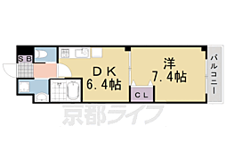 エコーウエスト東館 1DKの間取図画像