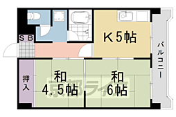 ラ・ティーダ上桂 2DKの間取図画像