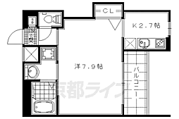 オリザ嵯峨野 1Kの間取図画像