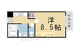 アーバンポイント・桂 1Kの間取図画像