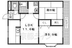冨岡ハイツ 2LDKの間取図画像