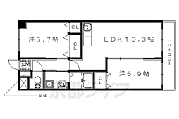 グレイスシャトー 2LDKの間取図画像