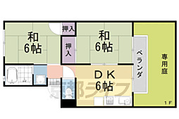 メルヴェーユ桂 2DKの間取図画像