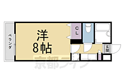 中井マンション新烏丸 1Kの間取図画像