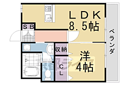 プレジール桂 1LDKの間取図画像