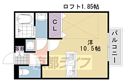 アムール西桂B ワンルームの間取図画像