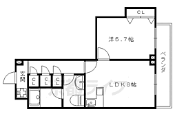 サンシティ御所西 1LDKの間取図画像
