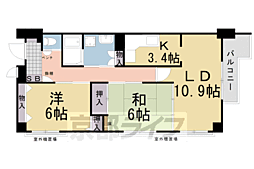 シャリテ松原 2LDKの間取図画像