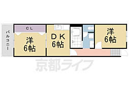 ラポール桂 2DKの間取図画像