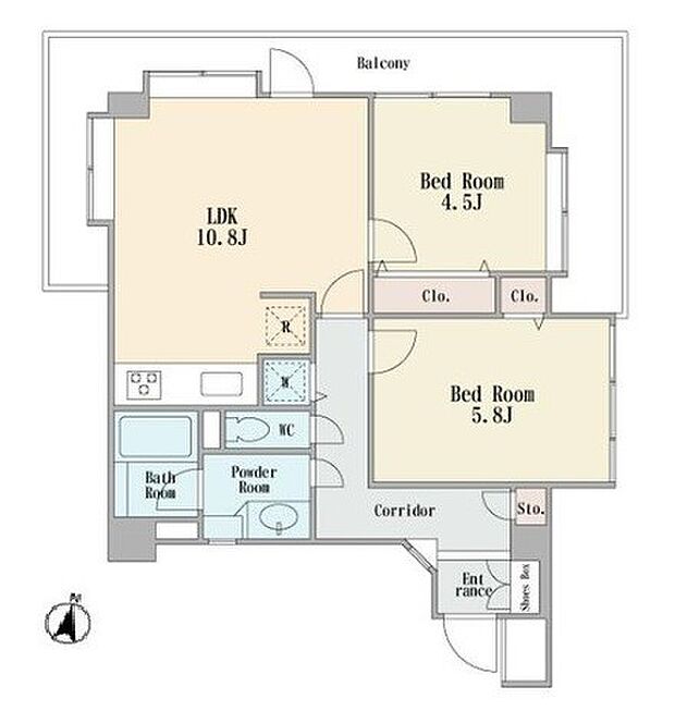 5階部分の北東西の三方角部屋です　3面のワイドバルコニー　全室フローリング　ペット飼育可能　2ＬＤＫ　新規フルリフォーム済み　エレベータ有り　オートロック　宅配ボックス