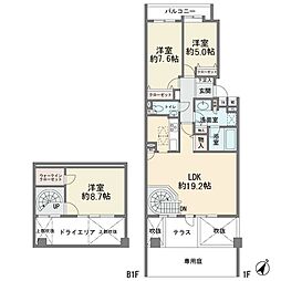 港北ファミールガーデンD 3LDKの間取図画像