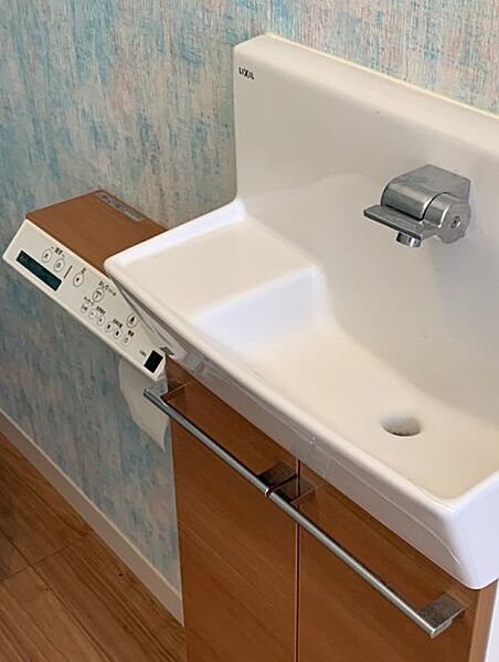 温水洗浄機能、手洗い付きトイレです。