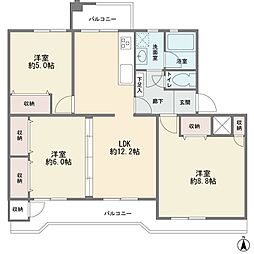 生田明王台ハイツB棟 4LDKの間取図画像