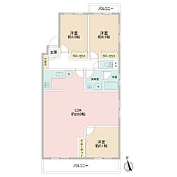 ラポール生田 3LDKの間取図画像