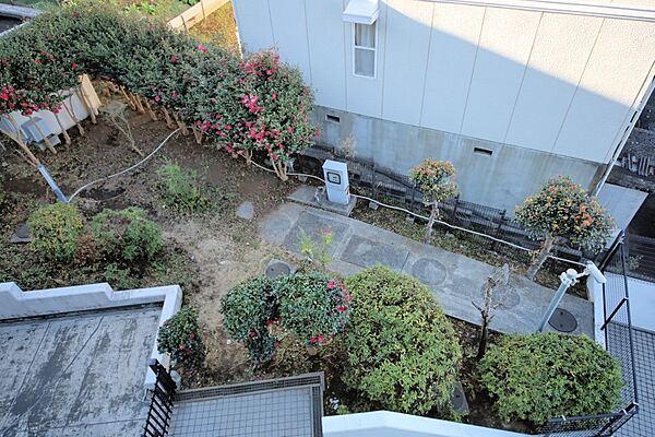 植え込みなどの有る、共用スペースとなっております♪