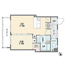 東横白楽マンション 1LDKの間取図画像