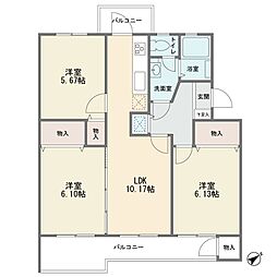 多摩川グリーンハイツ 3LDKの間取図画像