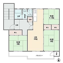 西三田団地4-7号棟 3LDKの間取図画像