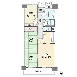 多摩川芙蓉ハイツ2号棟 3LDKの間取図画像