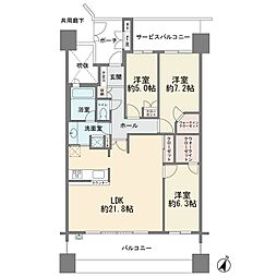 セルシオヒルズすずかけ台 3LDKの間取図画像