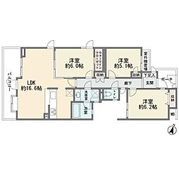 コスモ玉川学園前 3LDKの間取図画像