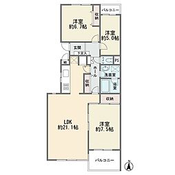 パークシティ溝の口G棟 3LDKの間取図画像