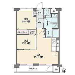 七丁目国領住宅 2LDKの間取図画像