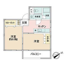 妙蓮寺キャッスル美研 2Kの間取図画像