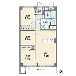 しらとり台住宅2号棟 3LDKの間取図画像