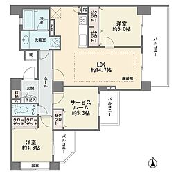 クレッセント用賀 2SLDKの間取図画像
