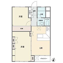 篠原コーポラスA棟 2LDKの間取図画像